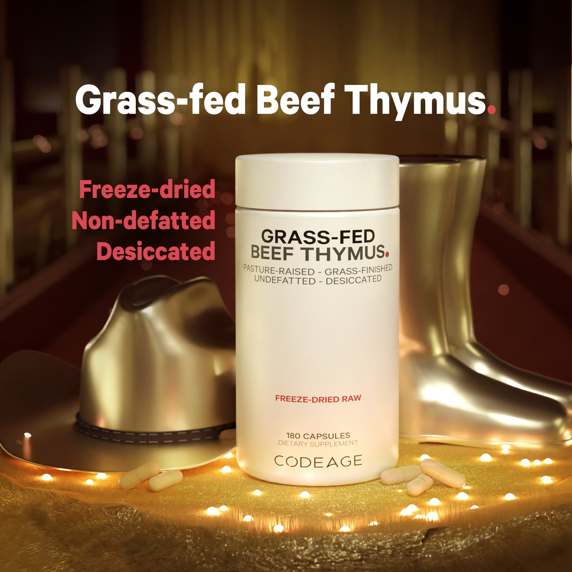 Codeage Grass Fed Beef Thymus Freeze Dried Desiccated Supplement
