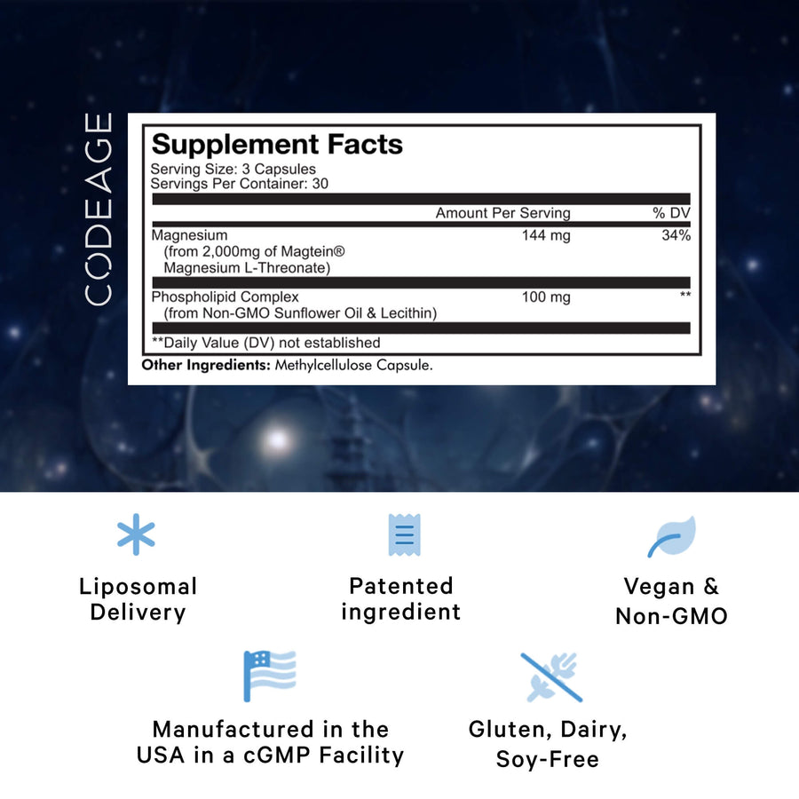 Codeage Liposomal Magnesium Threonate Supplement Formula Capsules ingredient list