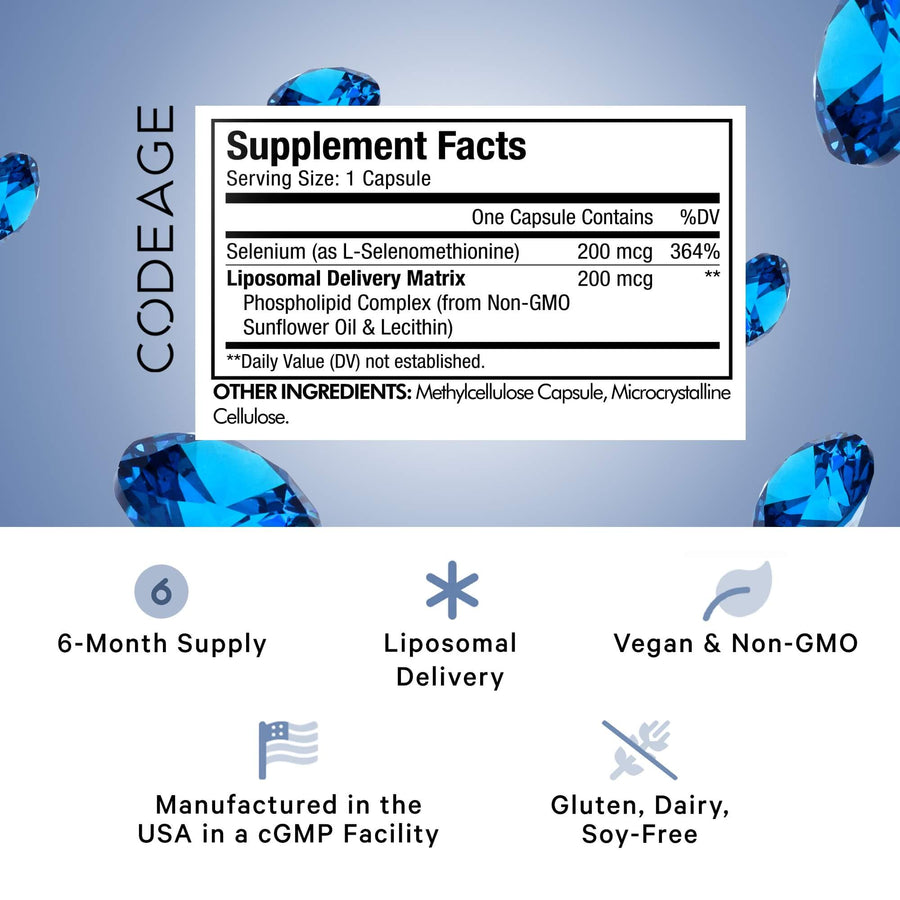 Codeage Liposomal Selenium Supplement Capsule Essential Mineral supplement facts