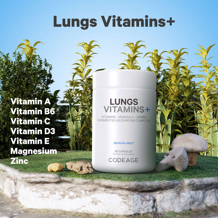 Codeage Lungs Vitamins Supplement Vitamin A Vitamin B6  Vitamin C D3 Magnesium Zinc
