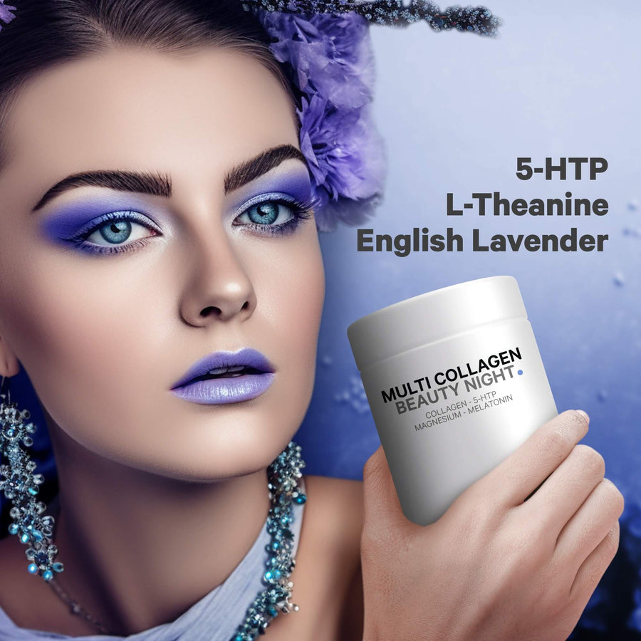 Codeage Multi Collagen Beauty Night Supplement 2 5-htp l-theanine English Lavender
