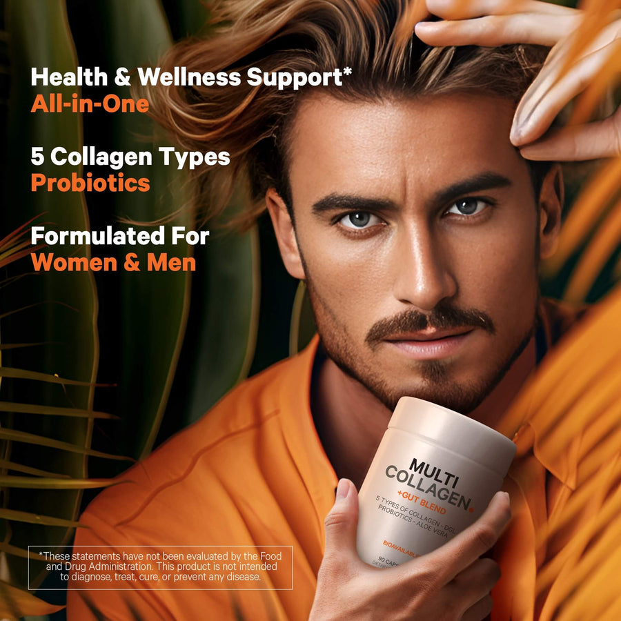 Codeage Multi Collagen Gut Health Probiotics Supplement Health and wellness 5 collagen types men