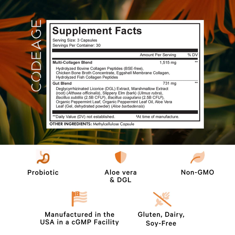 Codeage Multi Collagen Gut Health Probiotics Supplement Facts