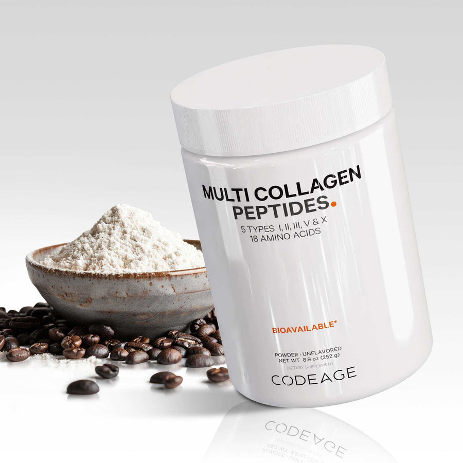 Codeage Multi Collagen Powder Protein Mini Hydrolyzed All In One Supplement Peptides Type I, II, III, V, X Unflavored 1 Month Supply Supplement Powder peptides