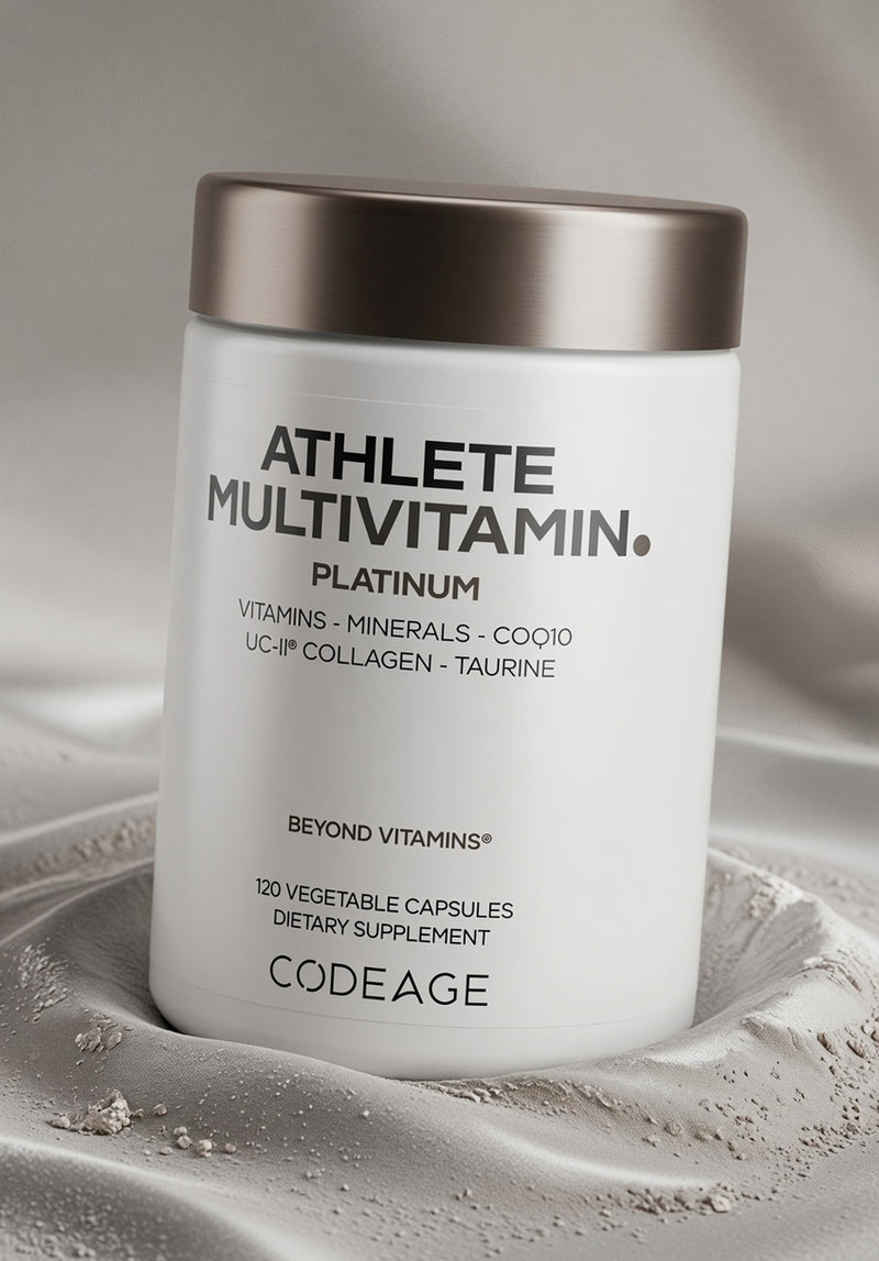 Athlete Multivitamin container with 'Codeage' branding on a neutral background