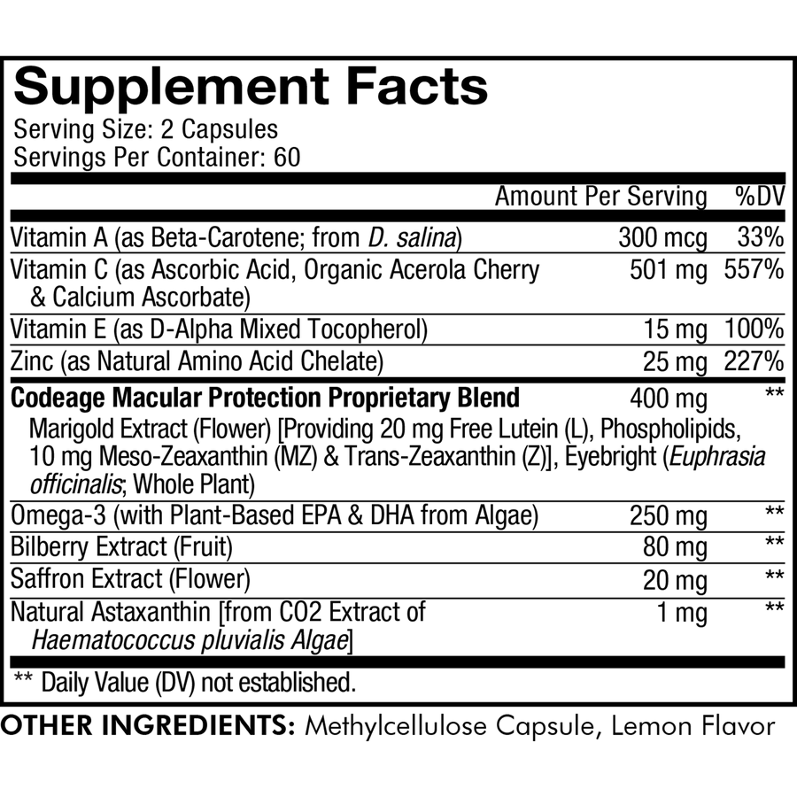 Codeage Eyes Supplement Facts