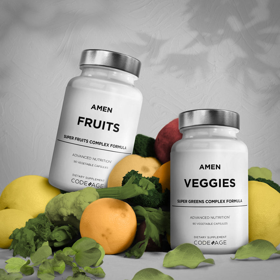 Whole Fruits & Raw Vegetables Greens Daily Vitamins Supplement Bundle in Two Superfood Vegan Blends