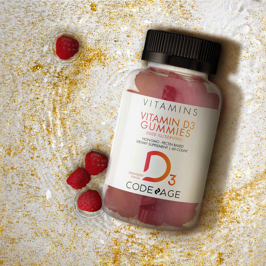 Codeage Vitamin D Cholecalciferol Vitamins Gummies Strawberry Flavor 60 ct