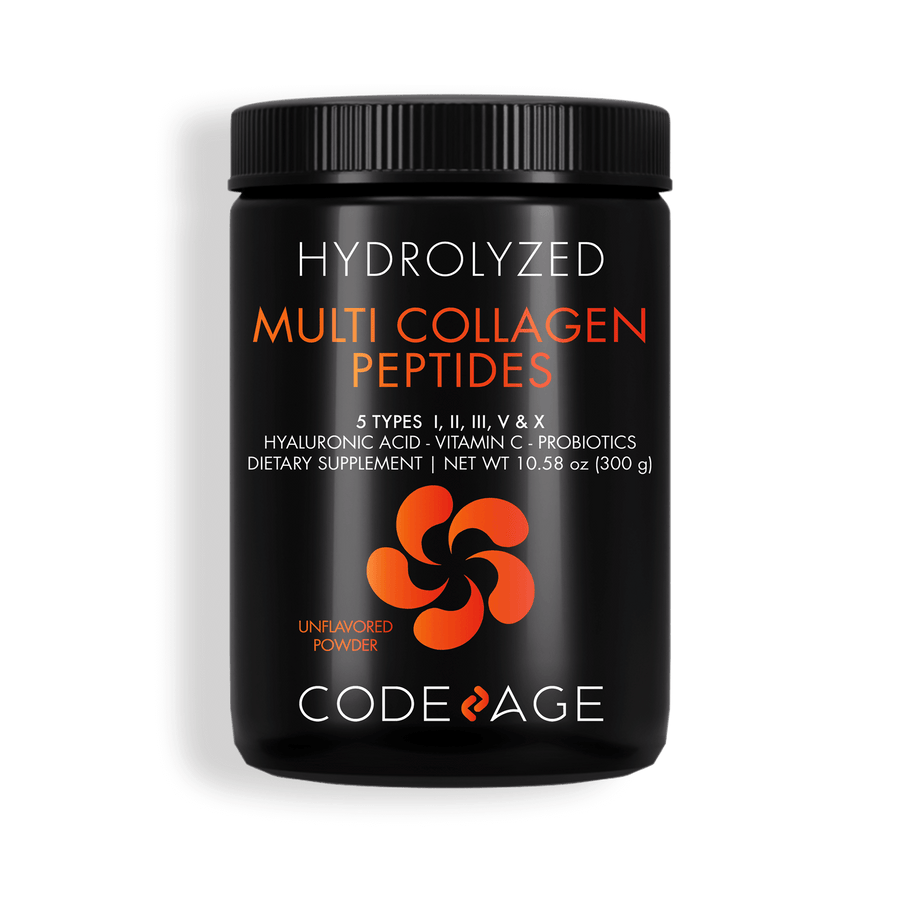 Codeage Multi Collagen Peptides + Probiotics Black Edition, Vitamin C, Hyaluronic Acid Powder Supplement Type 1 2 3 5 & 10
