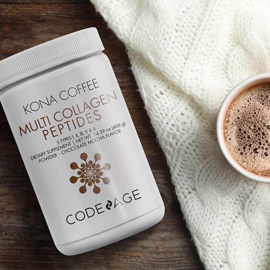 Codeage instant coffee gourmet kona coffee beans collagen hydrolyzed peptides supplement