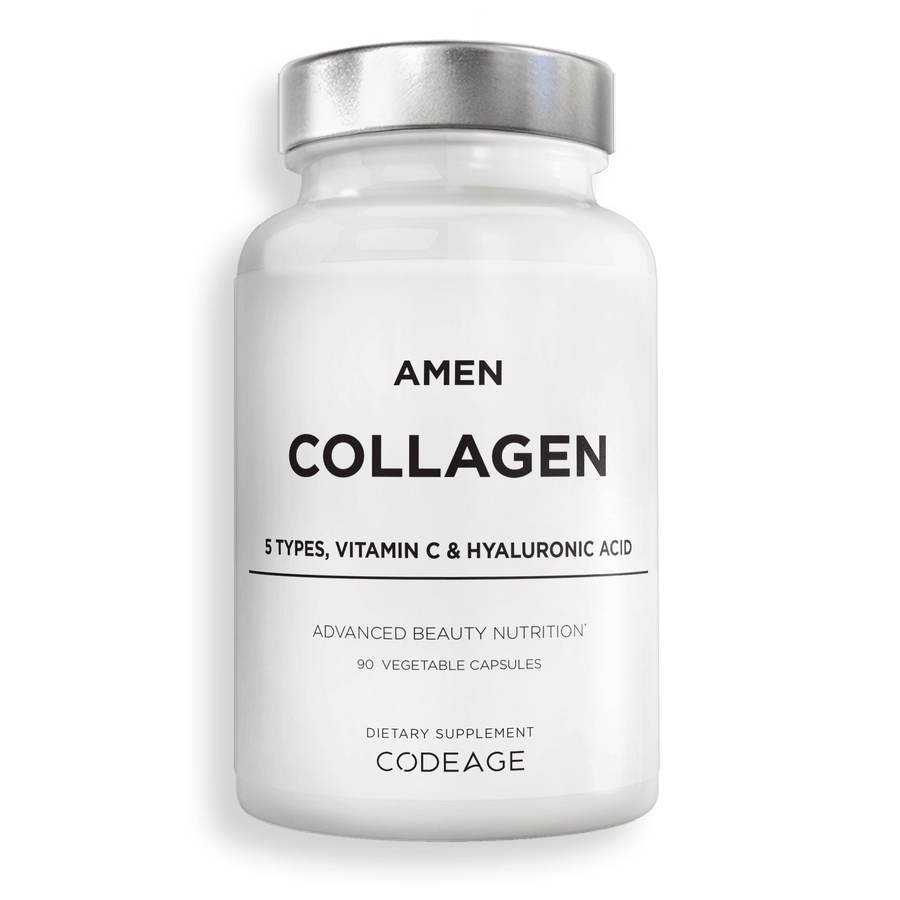 Amen Collagen Capsules Supplement, Collagen Type 1, 2, 3, 5 & 10, Vitamin C, Hyaluronic Acid