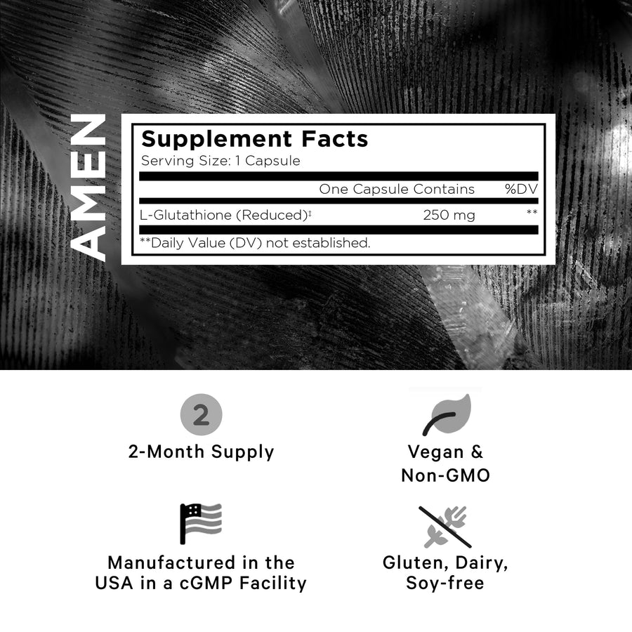 Amen Glutathione-SR+ supplement L-Glutathione Reduced supplement facts