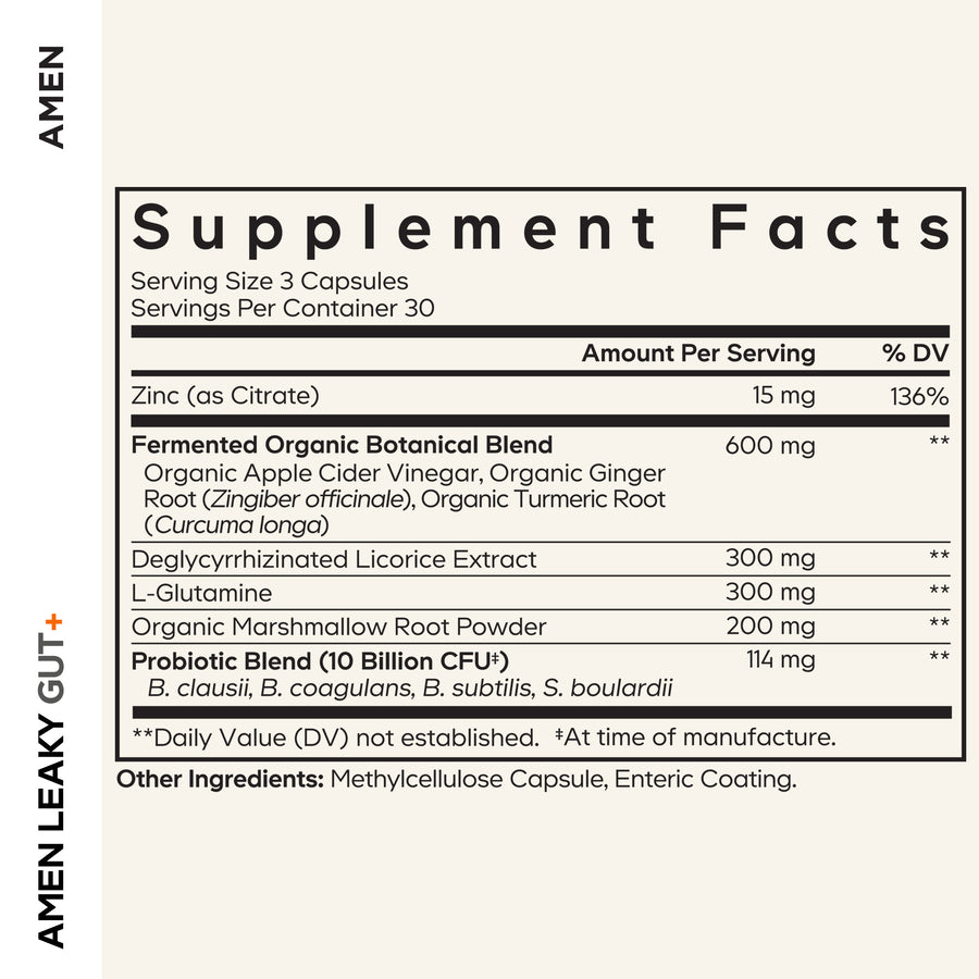 glutathione or glutamine for leaky gut Amen Leaky Gut +, L-Glutamine, Zinc, Probiotic, Licorice Supplement –  Codeage
