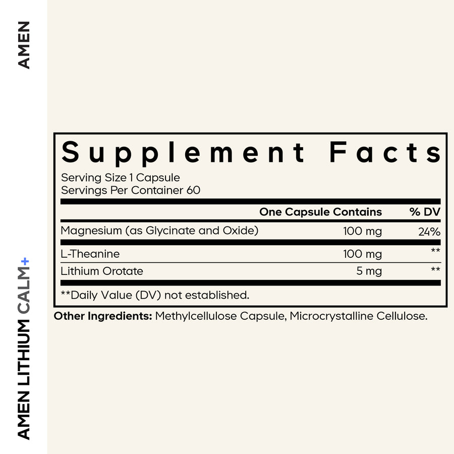 Amen Lithium Calm+ Supplement Facts