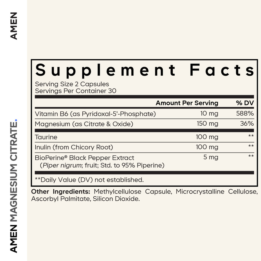 Amen Magnesium Citrate Supplement Facts