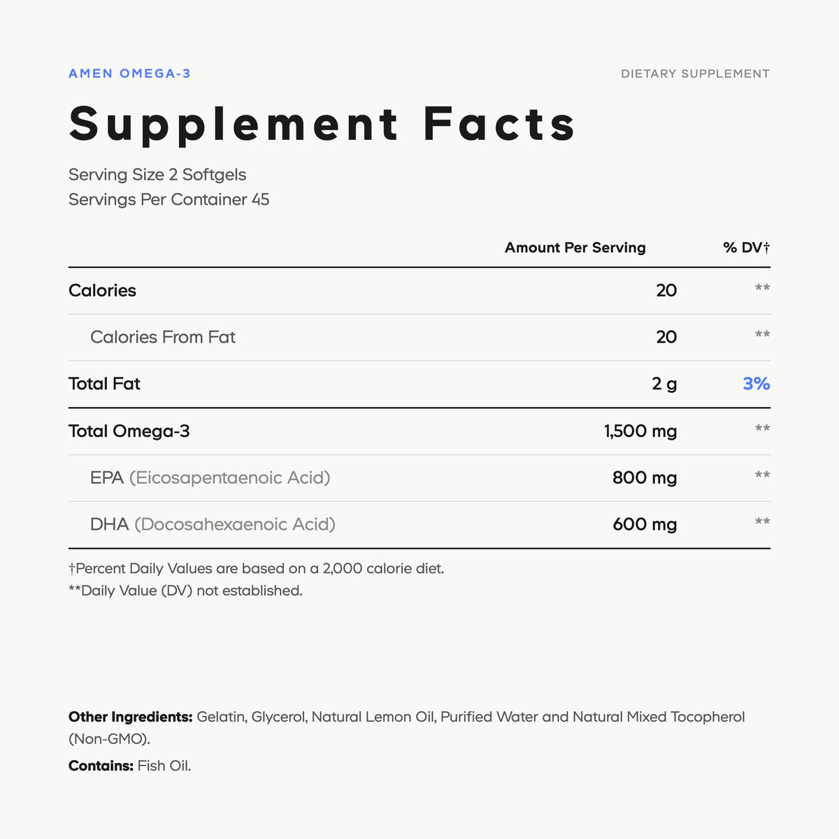 Amen Omega-3 EPA DHA Supplement Vitamin