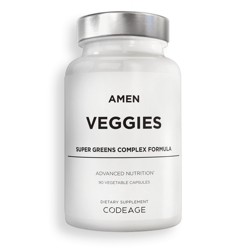 Amen Veggies, Daily Veggies Vitamins Supplement, Vegetables Vegan Blend & Whole-Food Raw Greens Multivitamin Capsules, Mushroom Complex, Superfood, Minerals, Green Vegetable Nutrients, Non-GMO