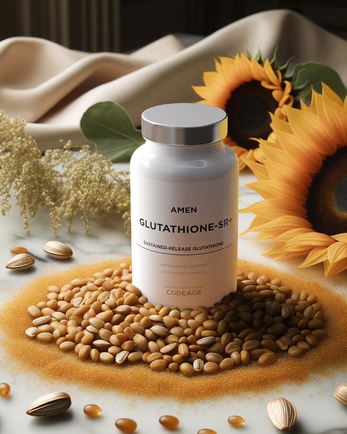 Amen L-Glutathione SR+ Sustained-Release Reduced L-Glutathione Galactomannans Supplement Codeage Amen L-Glutathione SR+ Sustained-Release Reduced L-Glutathione Galactomannans Supplement Codeage