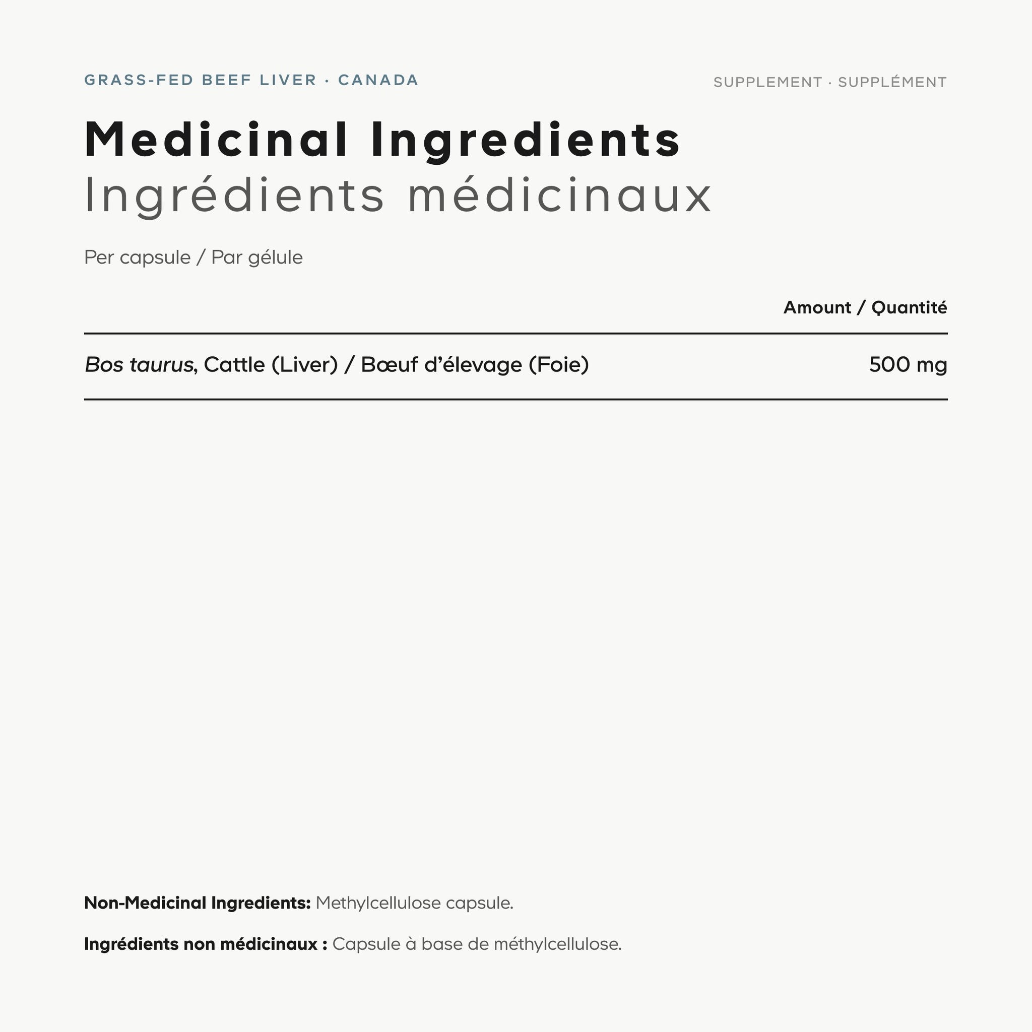 Beef Liver Supplement Facts