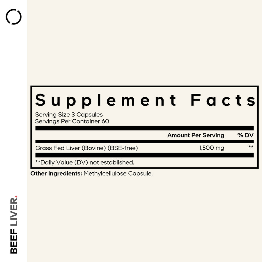 Codeage Grass-Fed Beef Liver Supplement Capsule Supplement facts