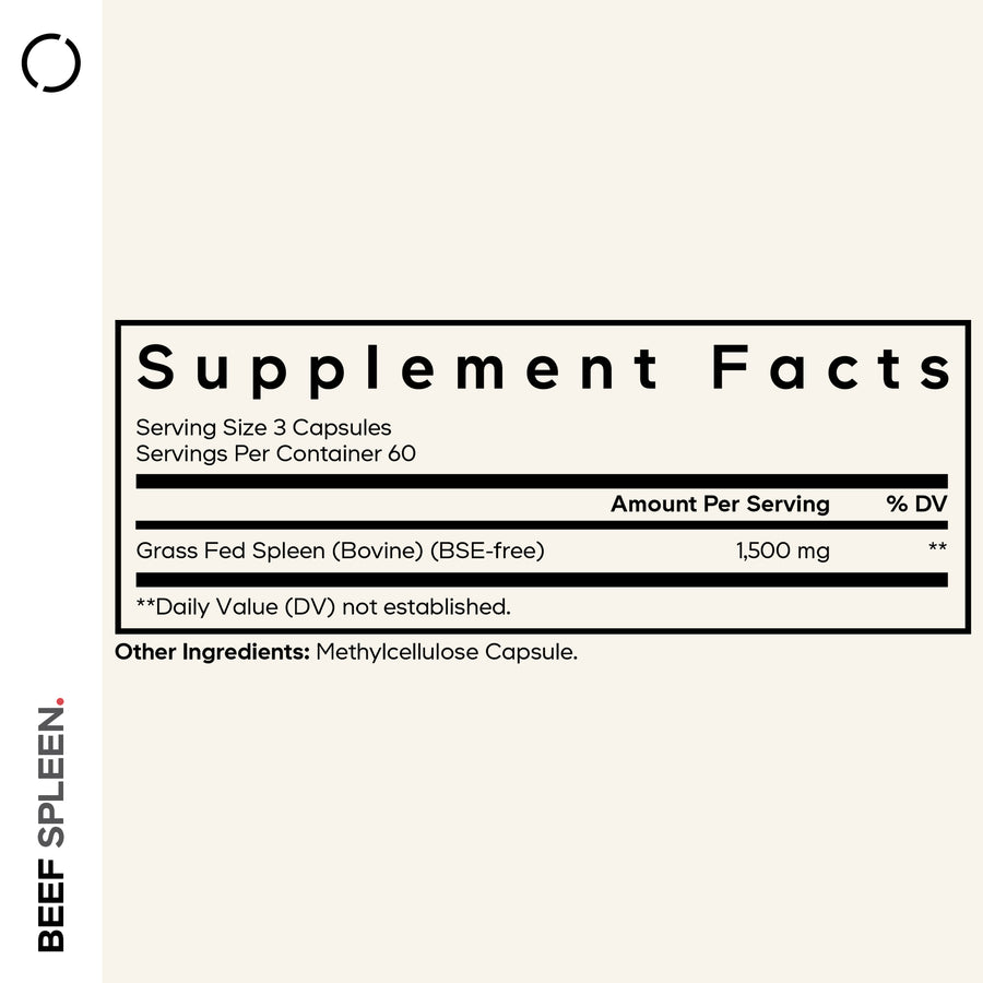 Codeage Grass-Fed Beef spleen Supplement Facts