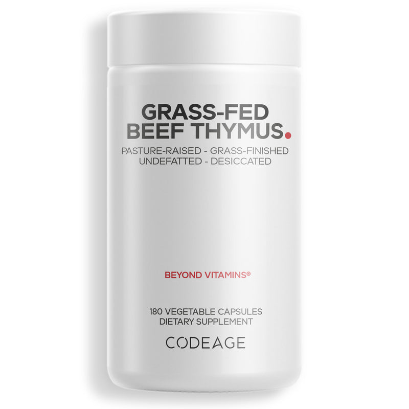 Codeage Grass-Fed Beef Thymus & Beef Liver, Freeze dried, Non-Defatted, Desiccated Beef Thymus Glandulars Supplement Made From Grass-Finished, Pasture-Raised Beef From Argentina