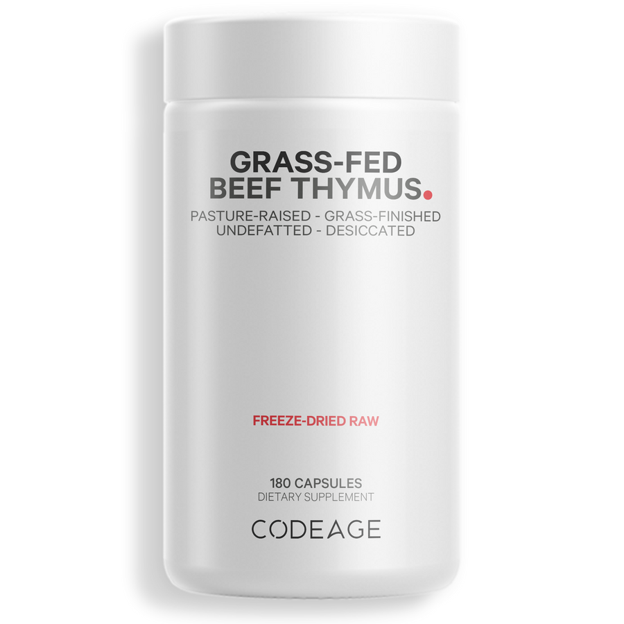 Codeage Grass-Fed Beef Thymus & Beef Liver, Freeze dried, Non-Defatted, Desiccated Beef Thymus Glandulars Supplement Made From Grass-Finished, Pasture-Raised Beef From Argentina