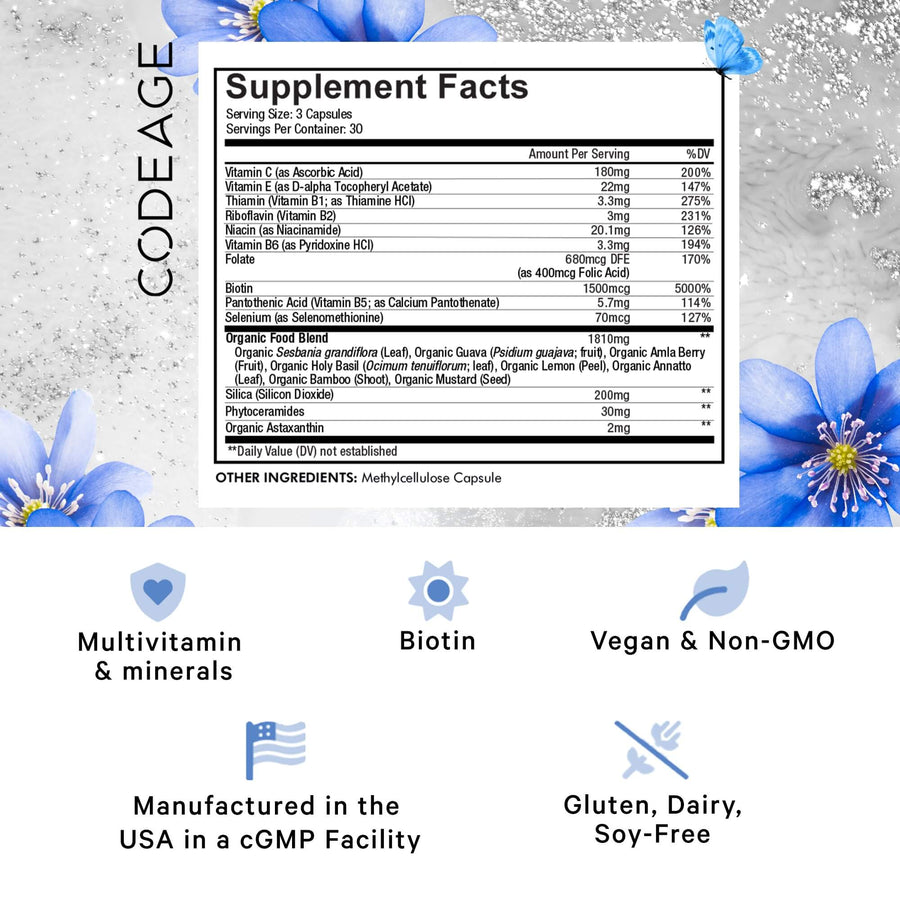 odeage Beauty Vitamins Biotin Multivitamin Supplement  Facts