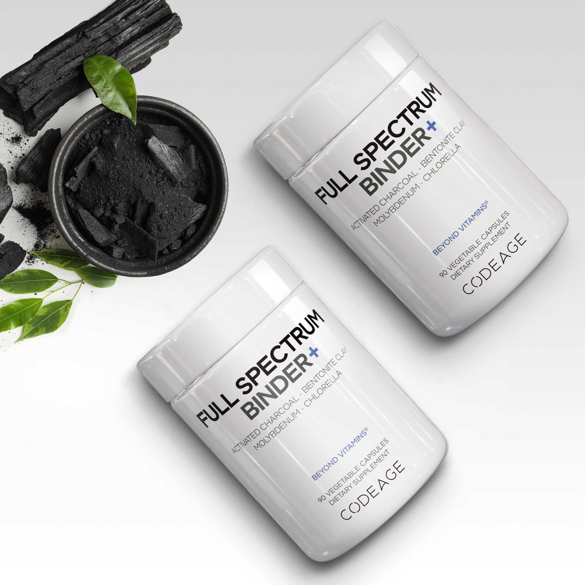 Codeage Toxin Binder Full Spectrum Vegan Plant Based Activated Charcoal Chlorella Front