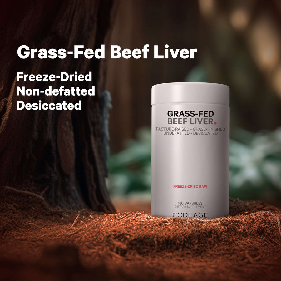 Codeage Grass-Fed Beef Liver Supplement Capsule freeze-dried non-defatted desiccated liver bovine meat
