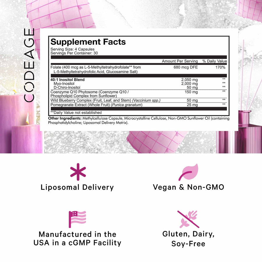 Codeage Liposomal Ovarian Inositol Supplement Facts