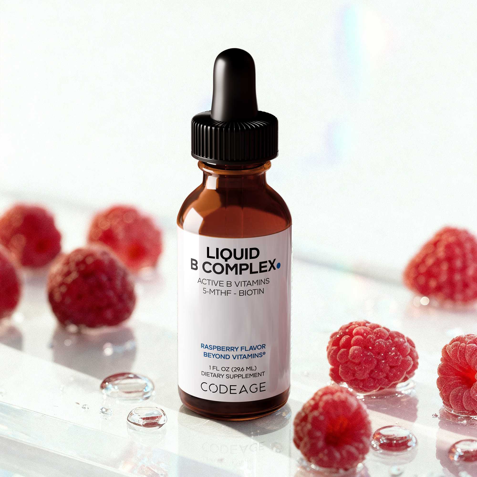 Codeage Liquid B-Complex supplement, Thiamine B1, Riboflavin B2, B3, B5, B6, Biotin B7, Active Methylated B9 Folate & Methylcobalamin B12