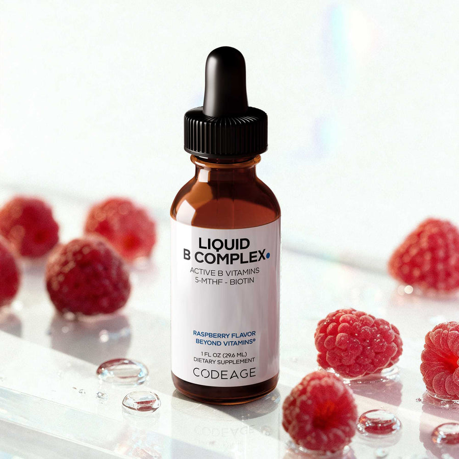 Codeage Liquid B-Complex supplement, Thiamine B1, Riboflavin B2, B3, B5, B6, Biotin B7, Active Methylated B9 Folate & Methylcobalamin B12
