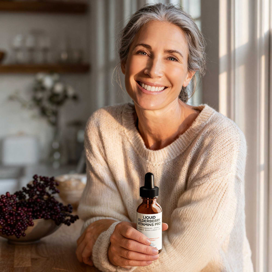 Codeage Liquid Elderberry Vitamins Pro, Liquid Drops,  Kids-Friendly, Immunity Support Vegan Vitamin D3, Vitamin C & Zinc Supplement