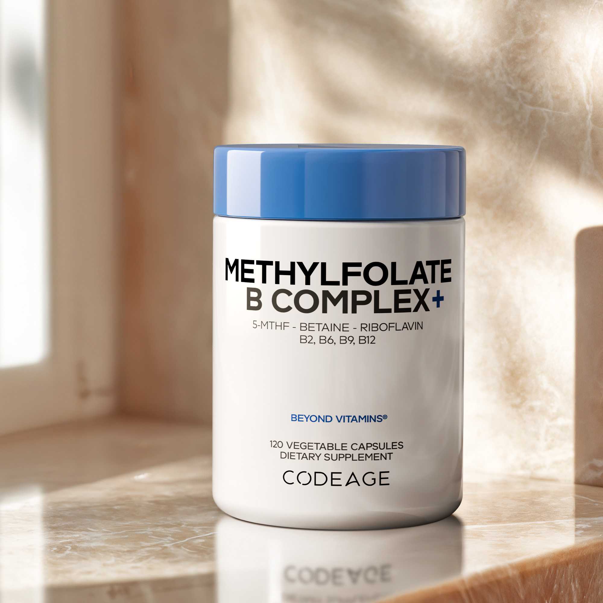 Codeage Methylfolate B Complex+ vitamin folate riboflavin vitamin B6 Vitamin B12, betaine 5-mthf supplement 2-month supply woman
