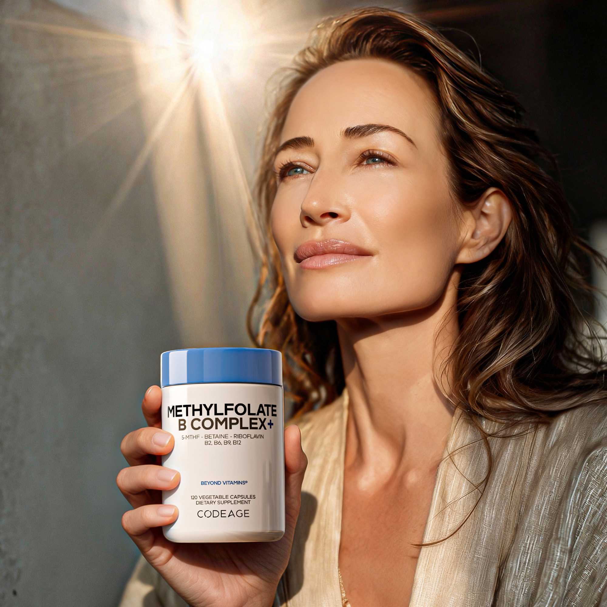 Codeage Methylfolate B Complex+ vitamin folate riboflavin vitamin B6 Vitamin B12, betaine 5-mthf supplement 2-month supply woman