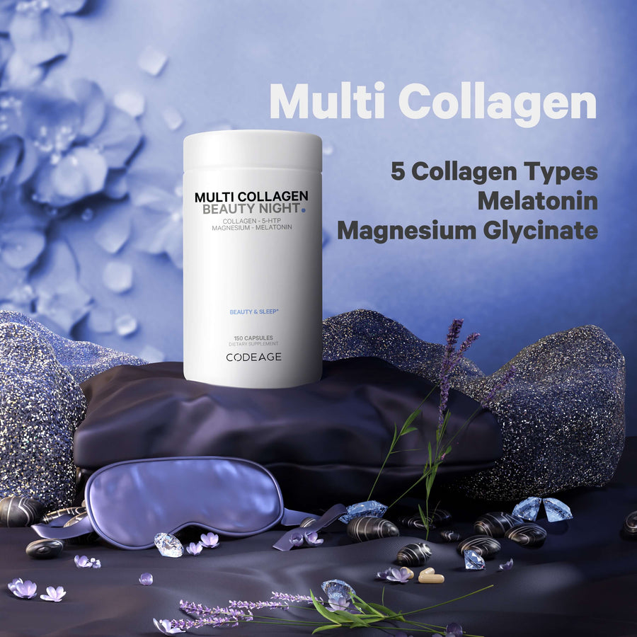 Codeage Multi Collagen Beauty Night Supplement 2 melatonin magnesium glycinate 5 collagen types