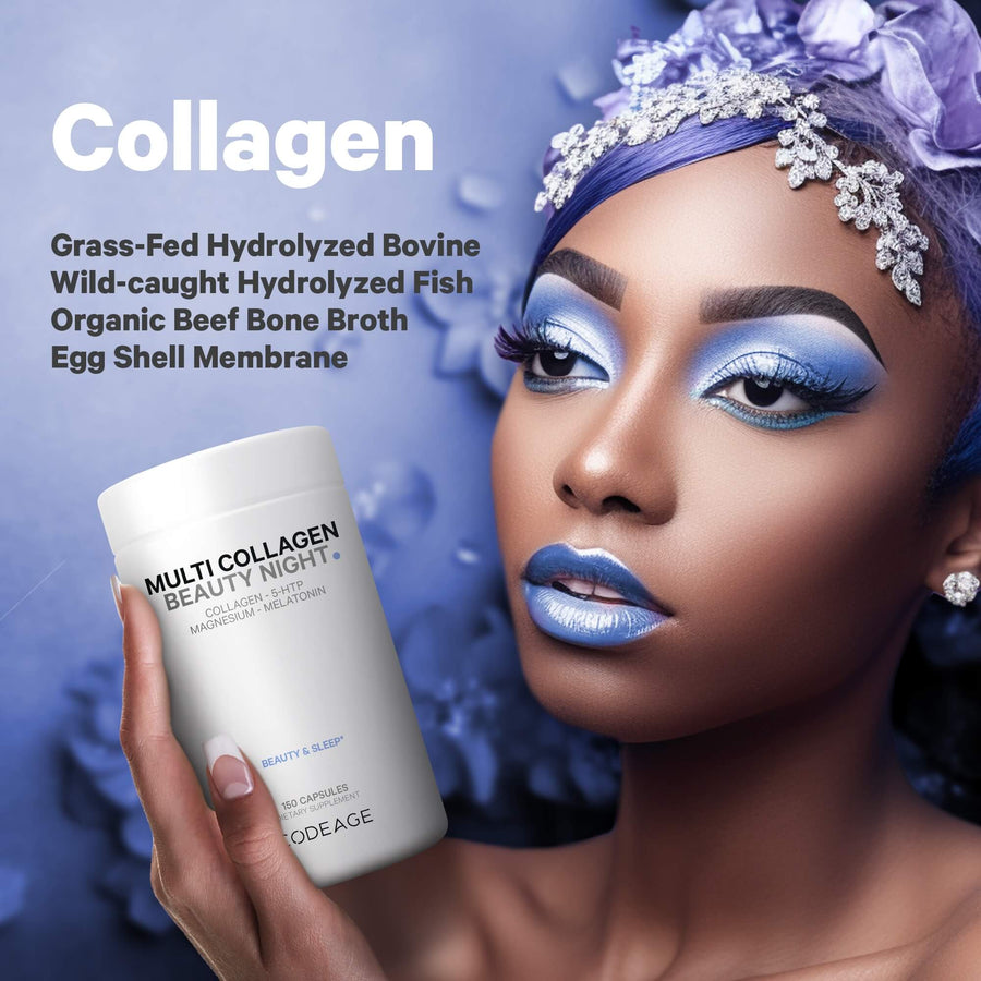 Codeage Multi Collagen Beauty Night Supplement 5 sources formula woman sleep