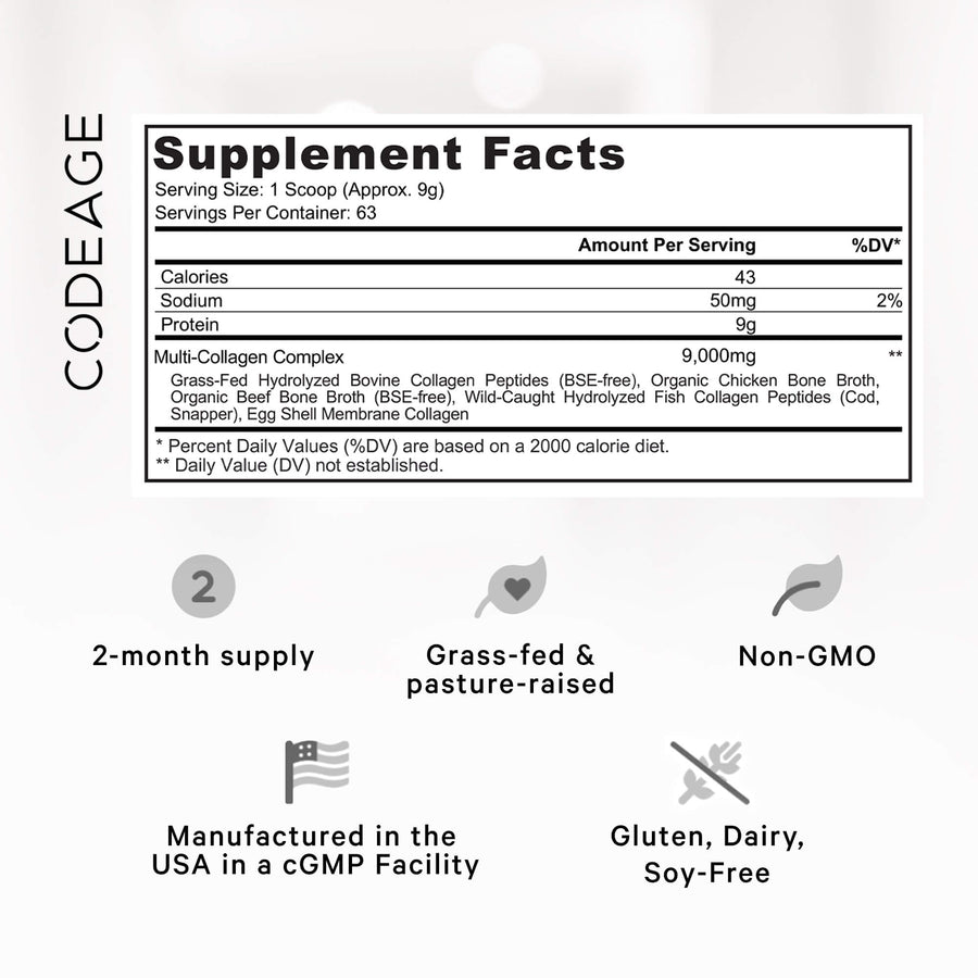 Codeage Multi Collagen Powder Peptides Protein Supplement Facts