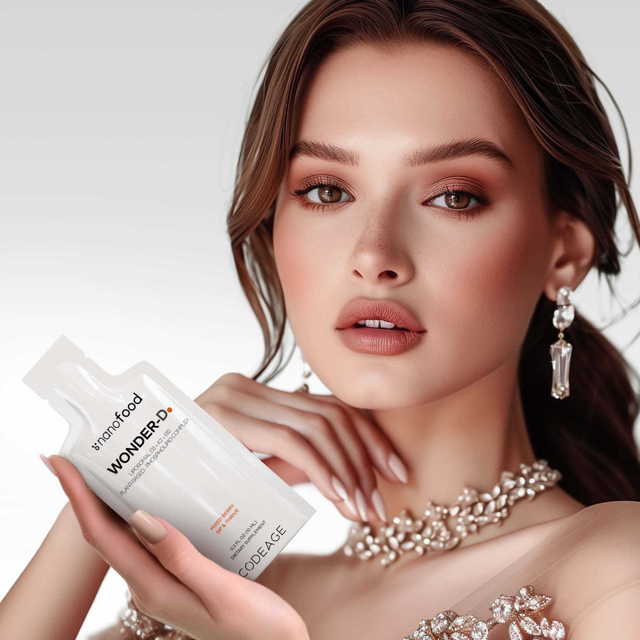 Codeage Liposomal Vitamin D3 Liquid Supplement Sachet, Wonder-D Cholecalciferol Vegan Multivitamin, Plant-Based Vitamins K2 B12, Non-GMO Phospholipids, Vitamin E, Mixed Berry Flavor, Sugar-Free, Pack of 30 Individual Pouches