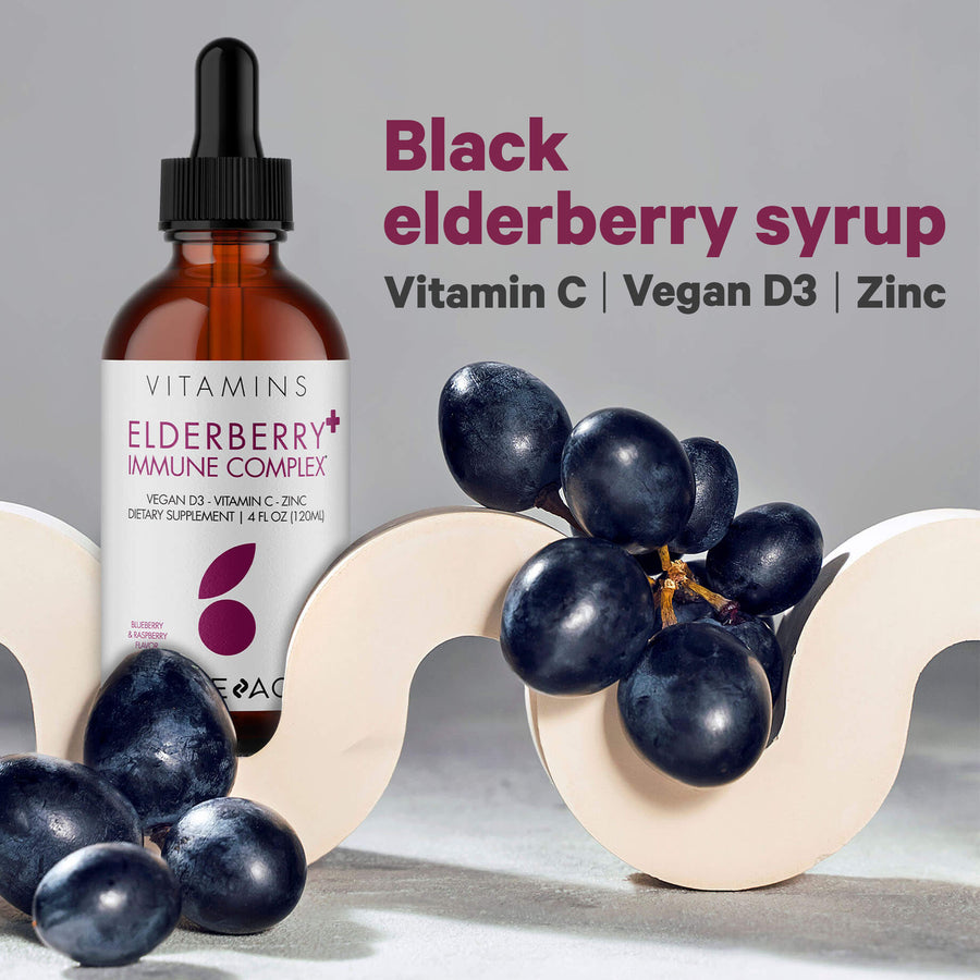 Codeage Organic Black Elderberry Vegan Sambucus Liquid Supplement Immunity Support