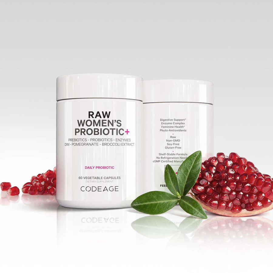 Codeage Raw Women's Probiotic Pomegranate Synbiotic Prebiotics