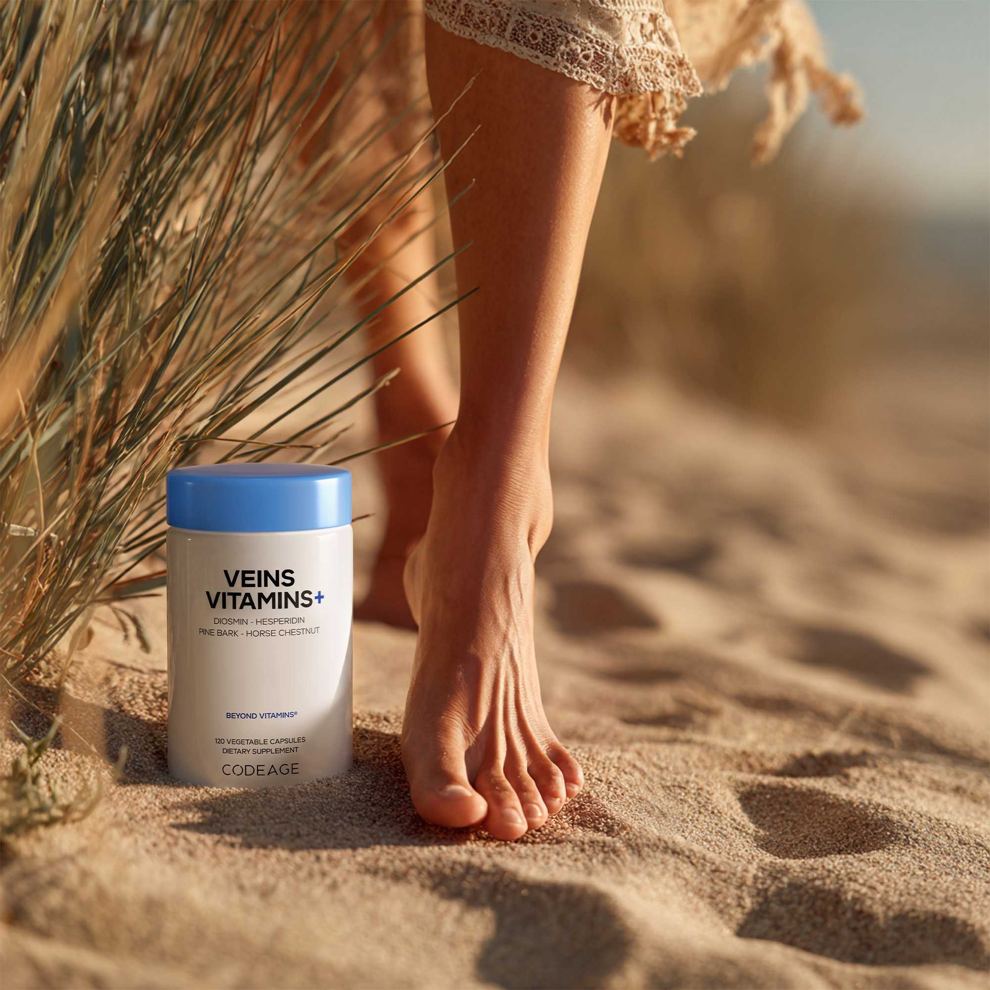 Codeage Veins Vitamins+ Supplement – Diosmin, Hesperidin, Horse Chestnut, Butcher’s Broom, Gotu Kola, Pine Bark & Vitamin C – Leg Vein  & Circulation Support 