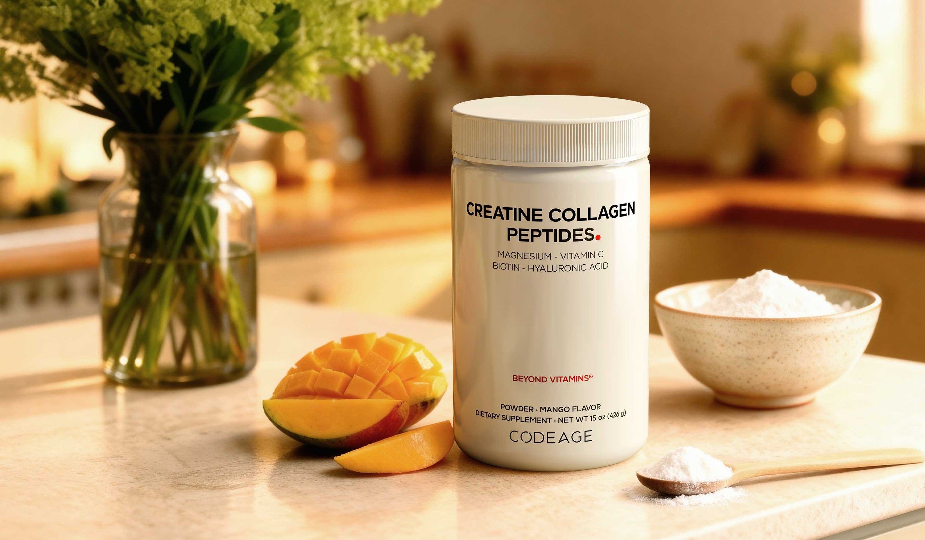 Codeage Creatine Collagen Peptides Mango powder supplement 