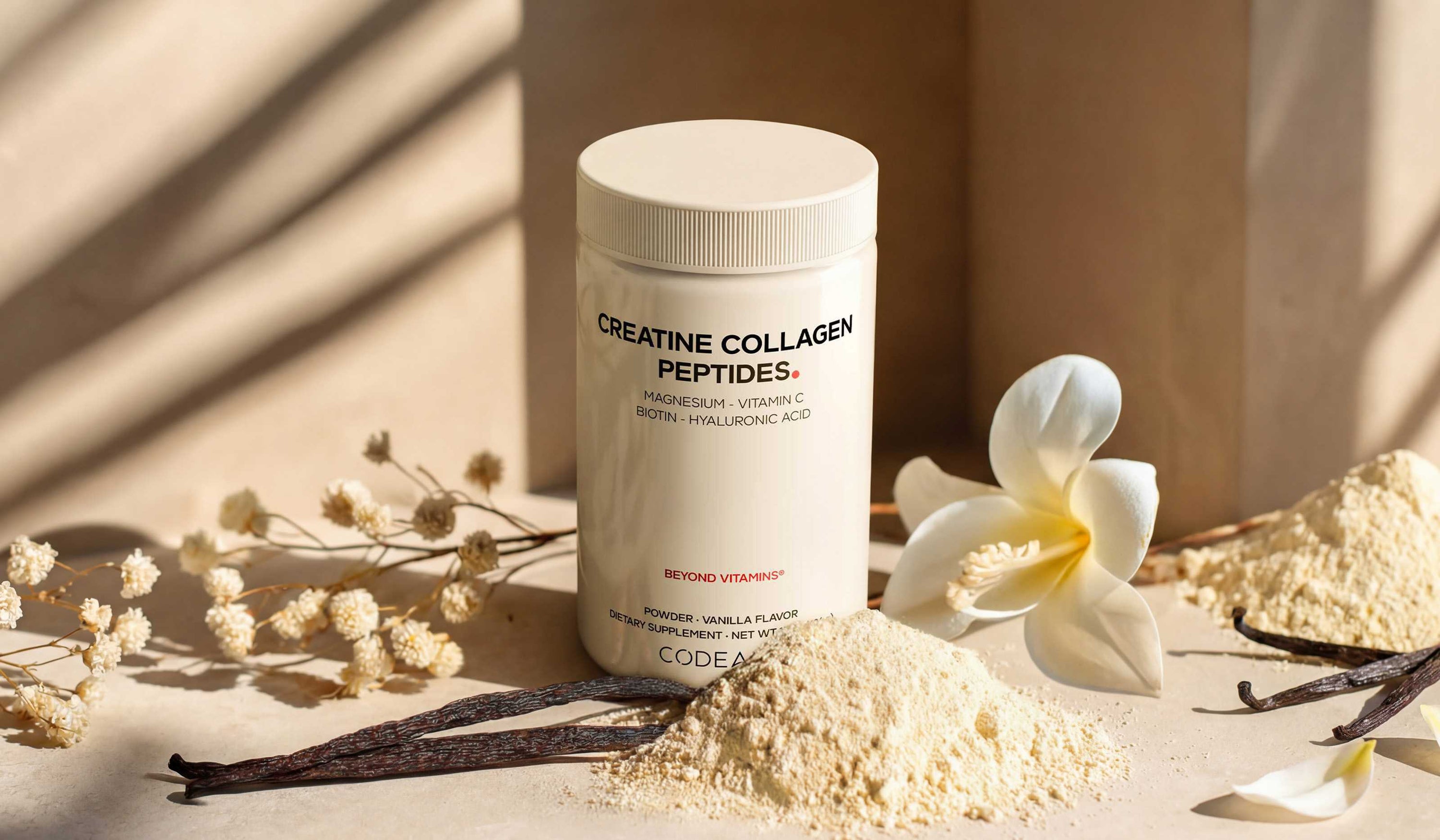 Codeage Creatine Collagen Peptides Vanilla powder supplement