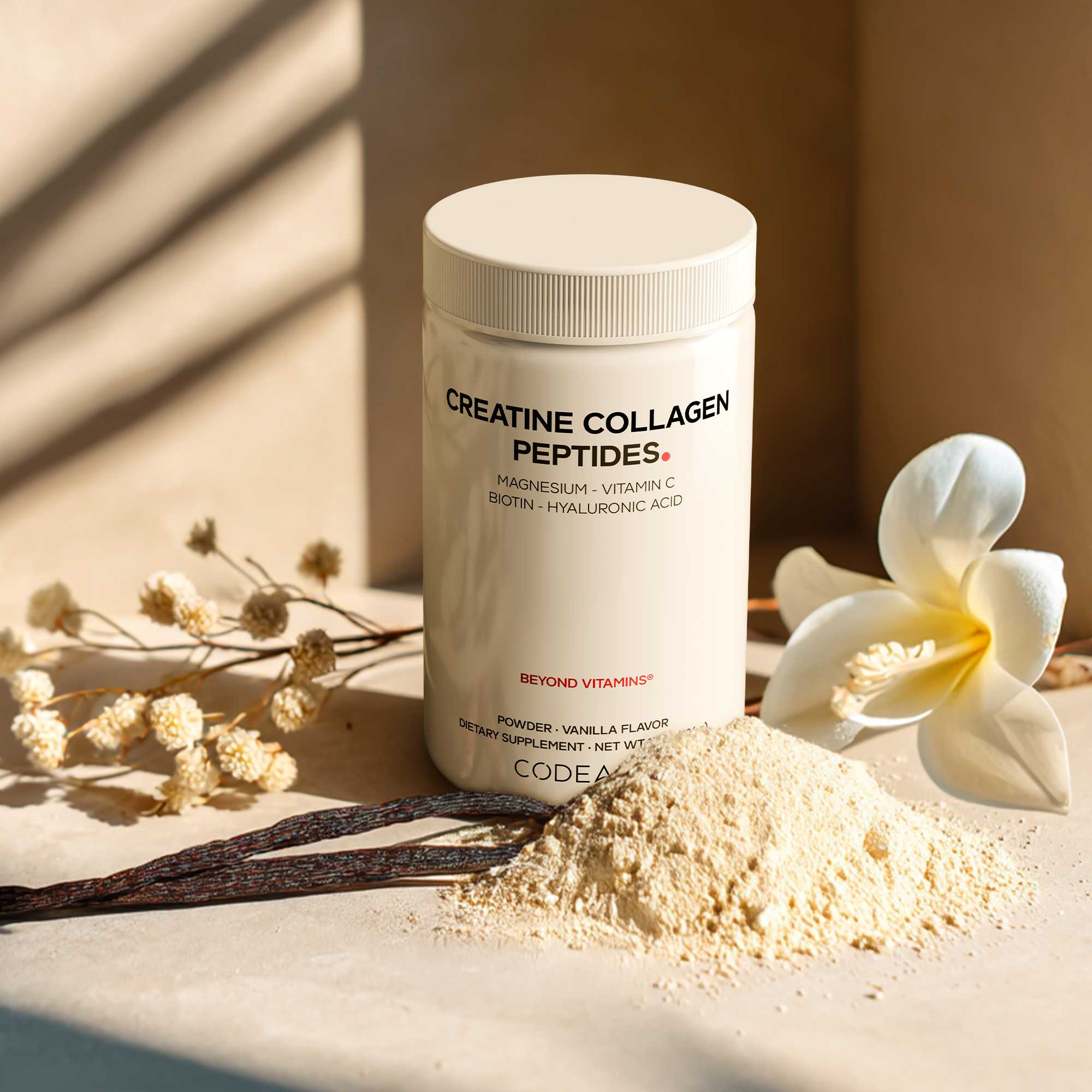 Codeage Creatine Collagen Peptides Vanilla powder supplement