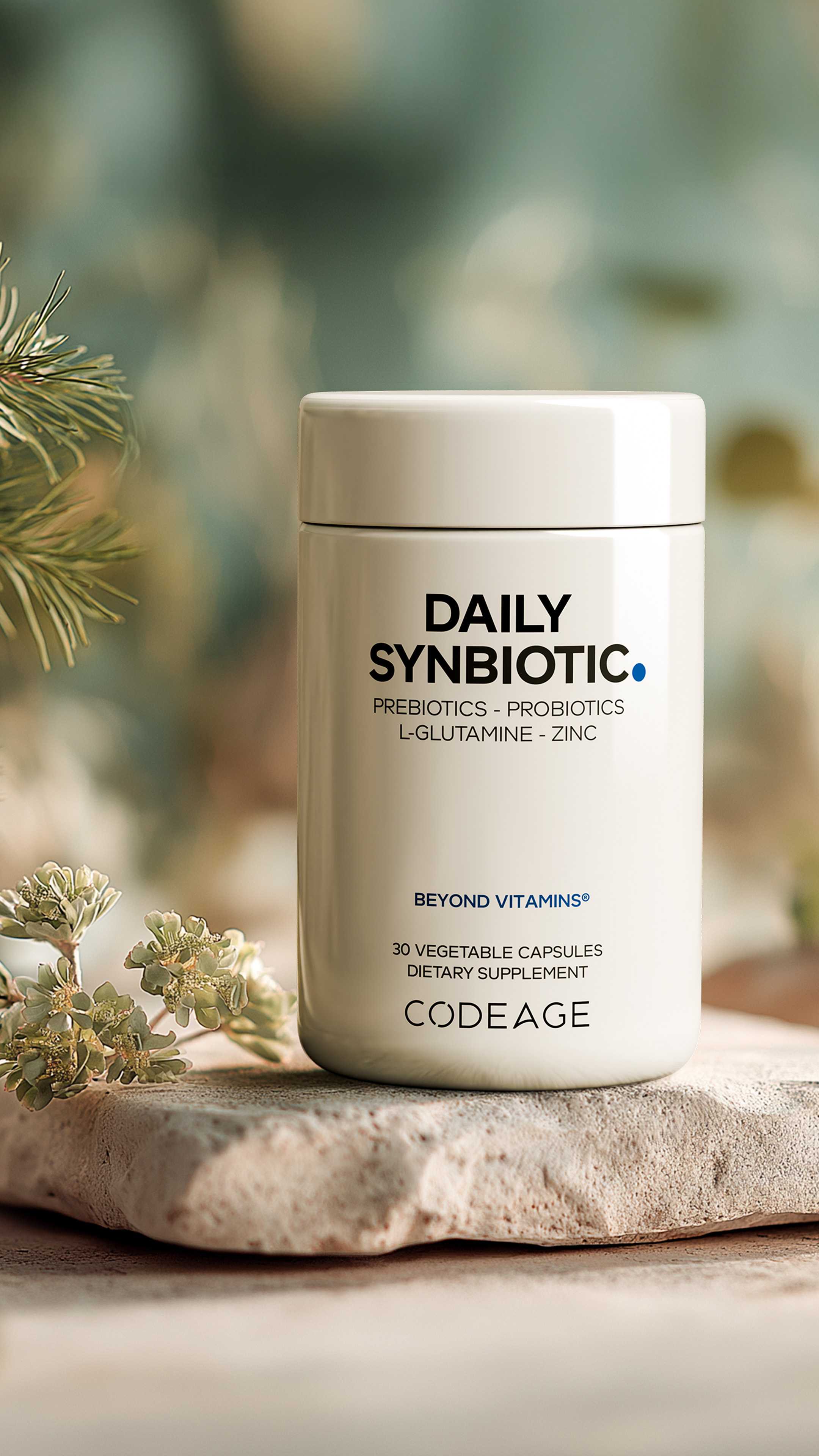 Codeage Daily Synbiotic - Prebiotics, Probiotics, Chicory Root, L