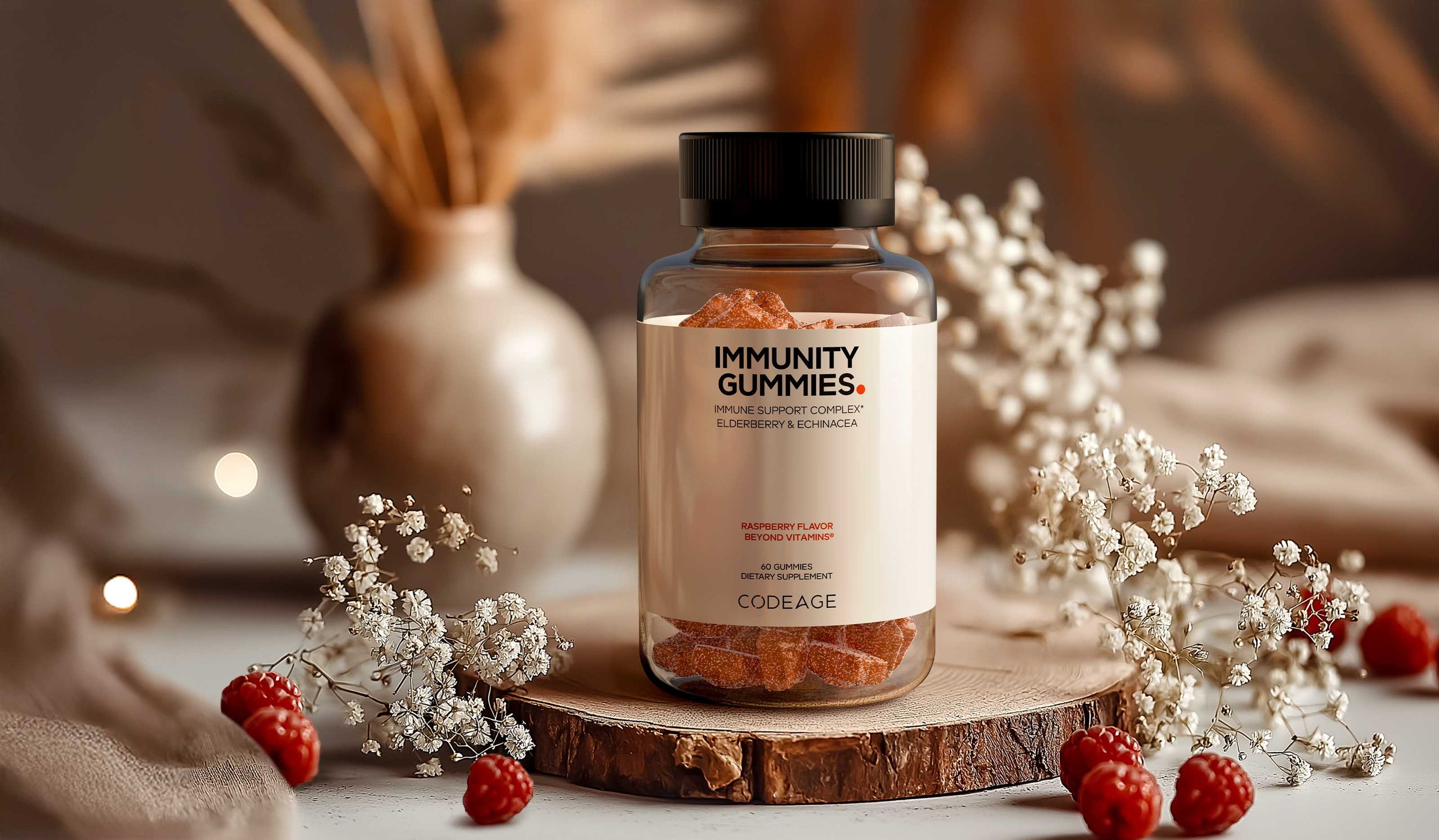 Codeage Immunity Gummies Vitamin C Echinacea Propolis Sambucus Nigra Immune Support Gummy Vitamins 