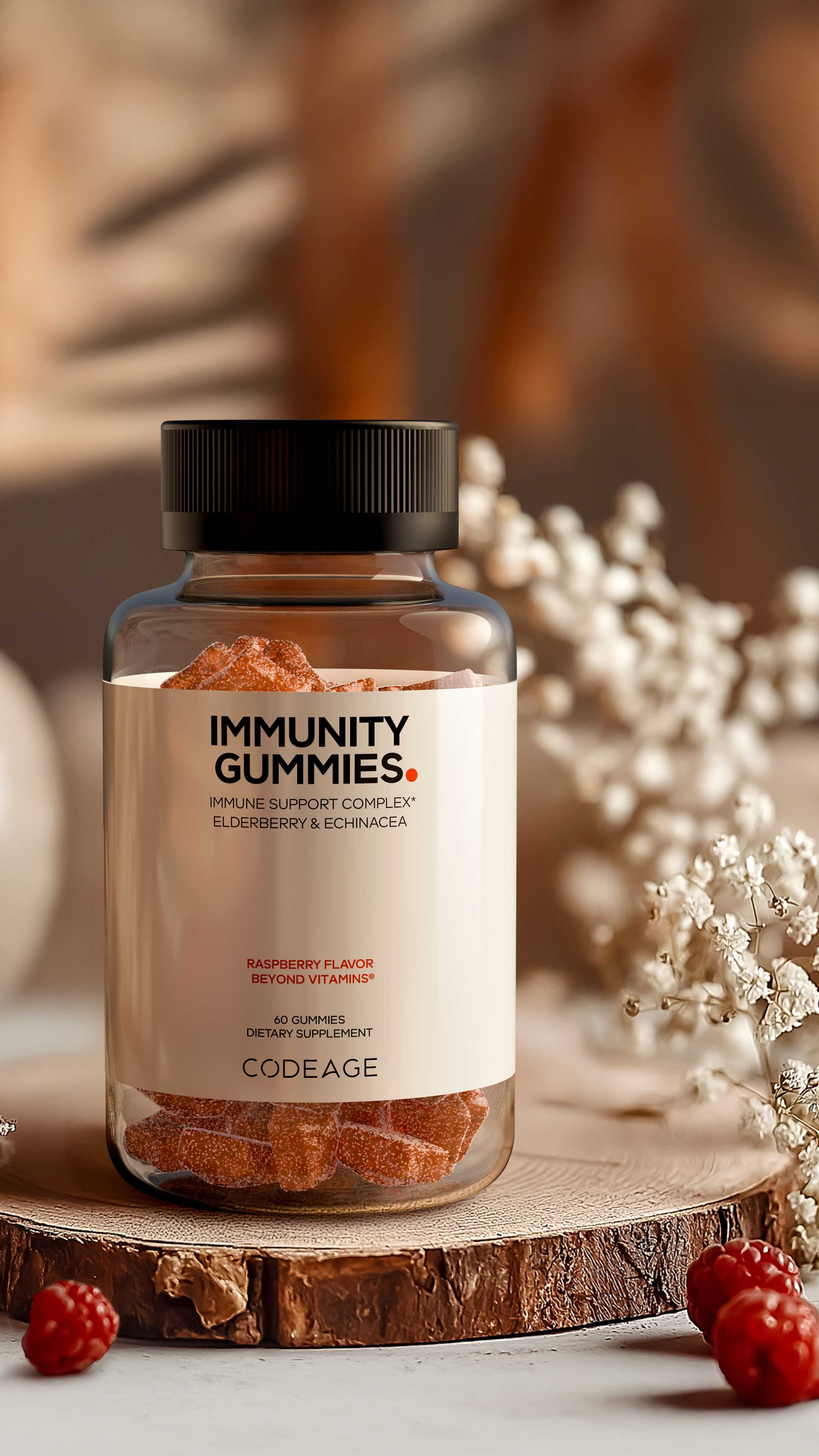 Codeage Immunity Gummies Vitamin C Echinacea Propolis Sambucus Nigra Immune Support Gummy Vitamins 