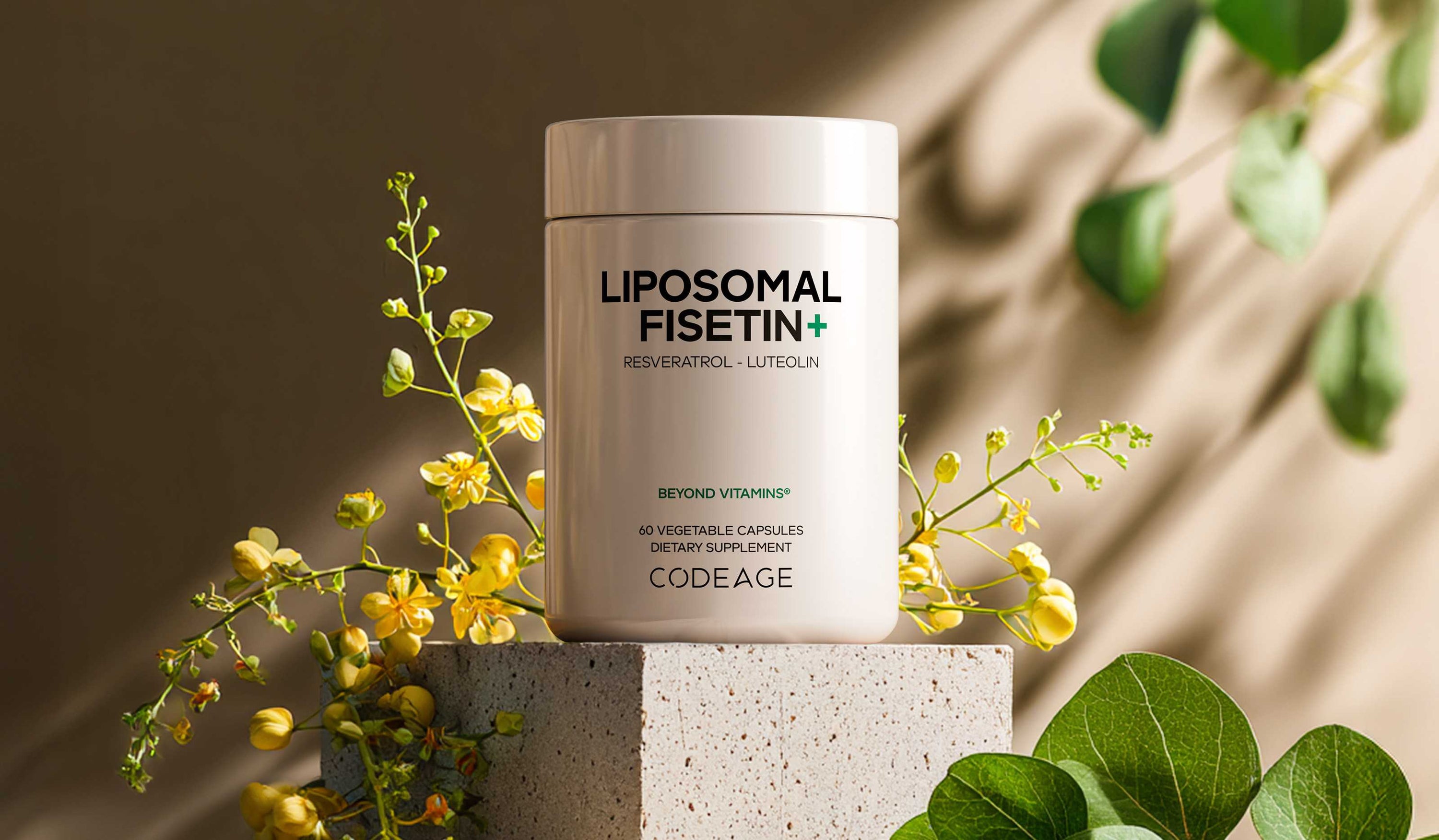 Codeage Liposomal Fisetin+ polyphenol blend supplement with resveratrol and luteolin.